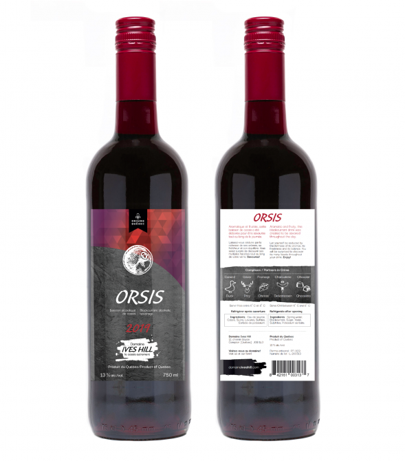 Orsis: L'orsis 2019 a été élu ''Top Value'' de sa catégorie en 2020 au Wine Align, Champ
ionnat canadien des vins, avec une note globale de 90 points.  De type charnu, et aromatique, avec une finale équilibrée, ce vin accompagne vos viandes sauvages, le canard, les fondues, ainsi que les fromages.  